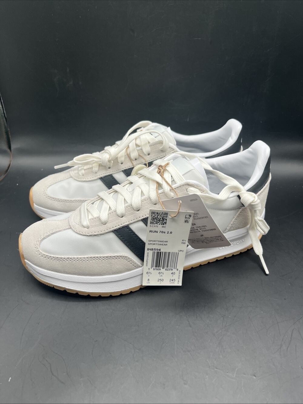 ADIDAS Run 70s 2.0 IH8594 White/Black/Gum Men's Size 8 Running Course NWOB